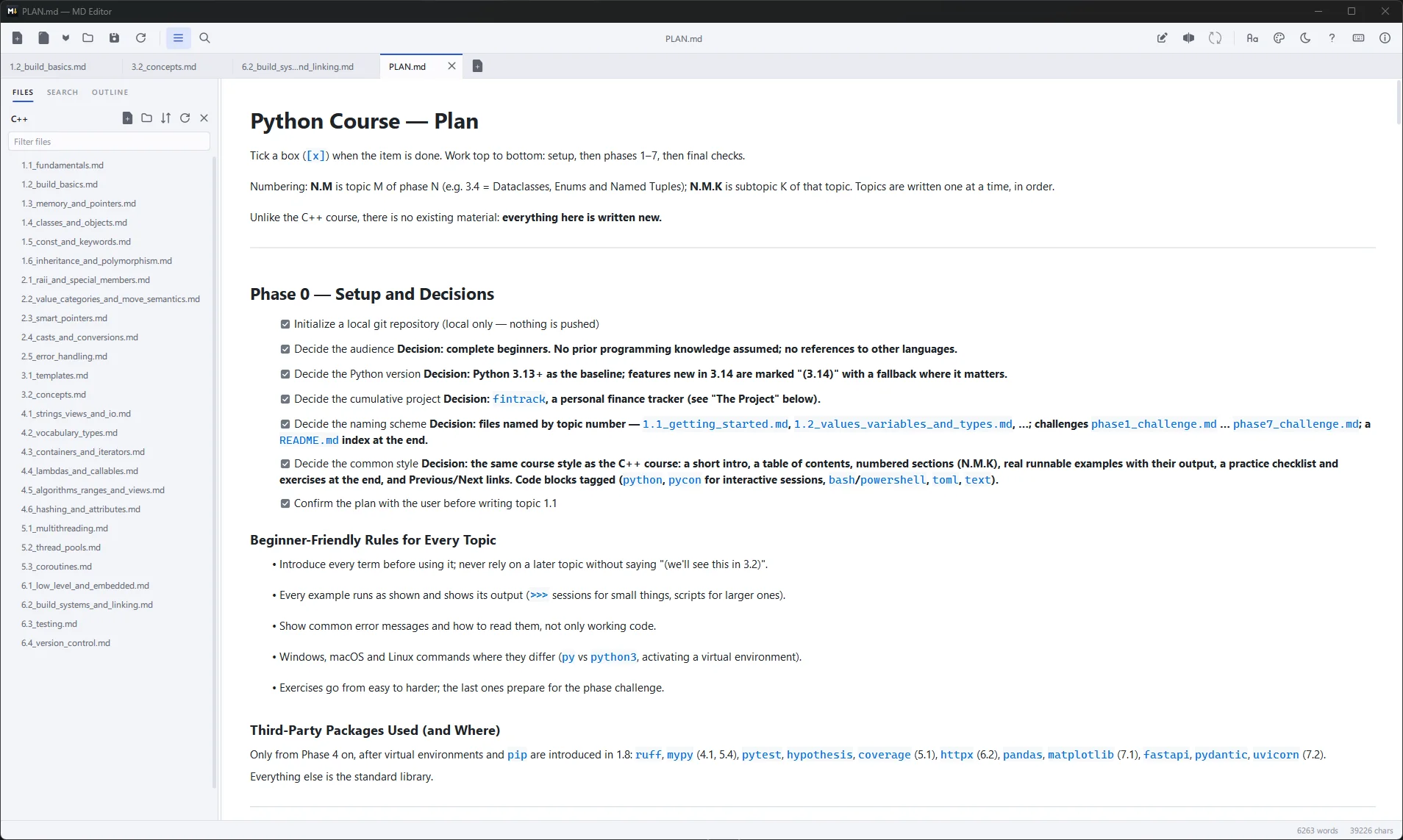 The reading view in the light theme