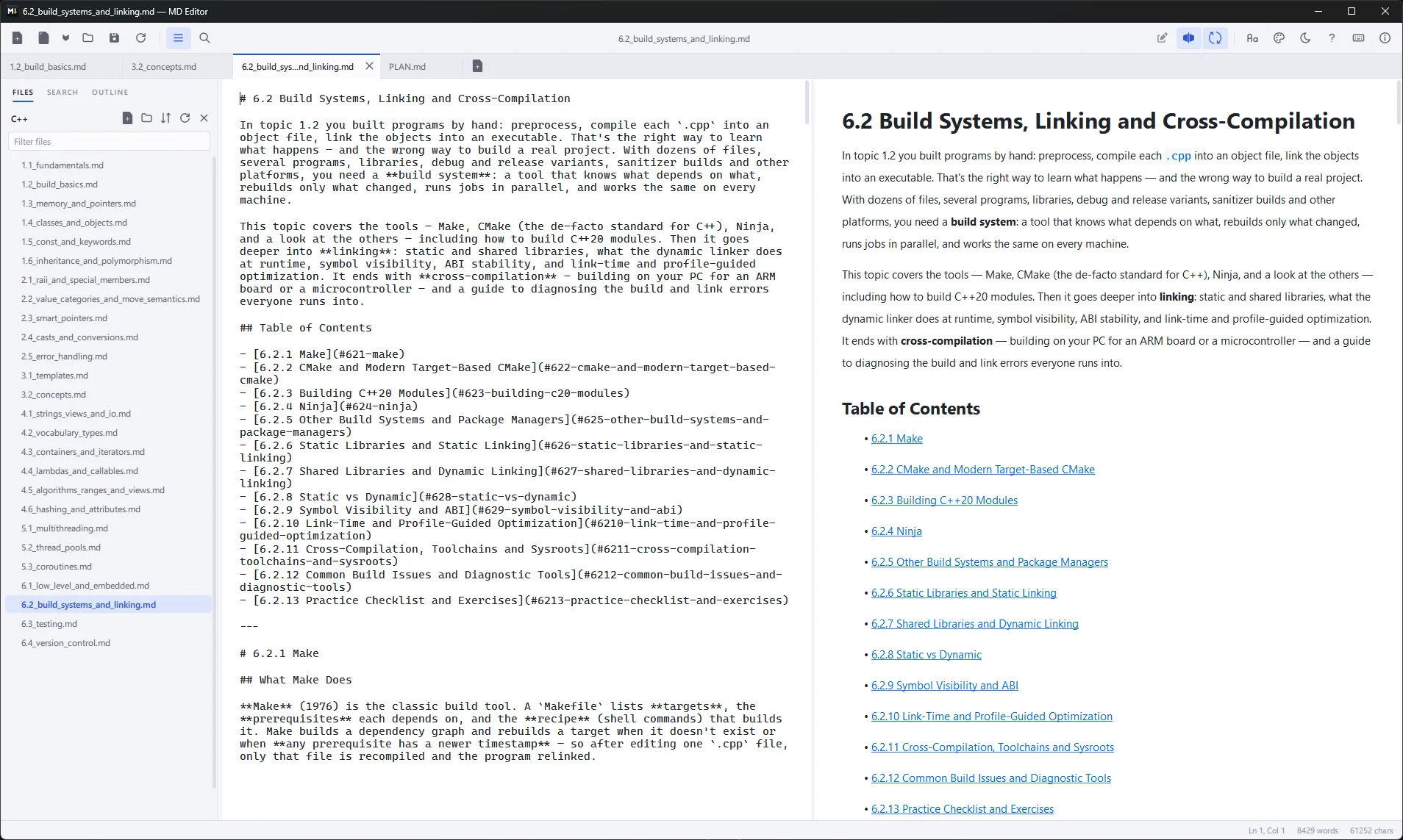 Split view in the light theme, with the source and page scrolling together