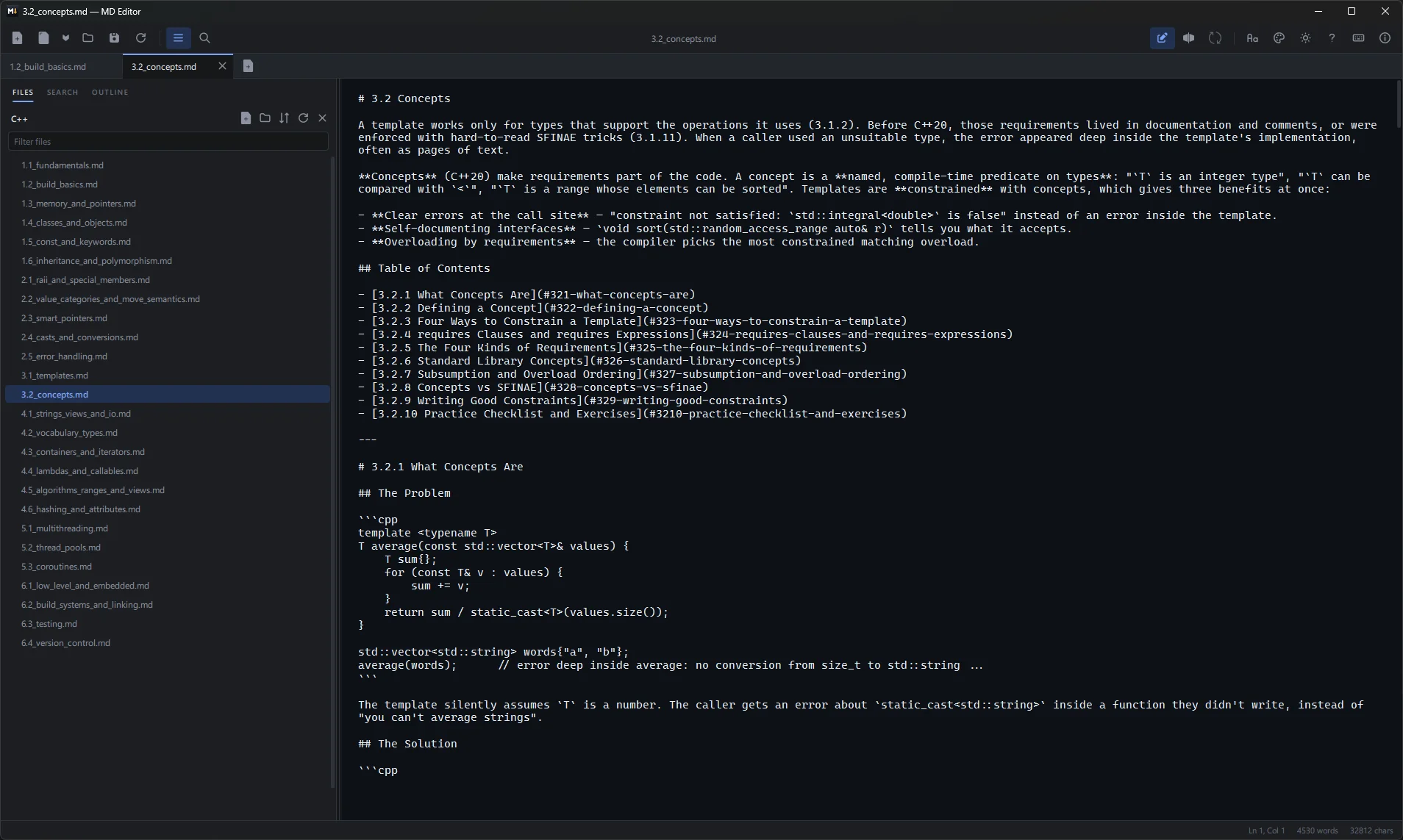 Editing the markdown source